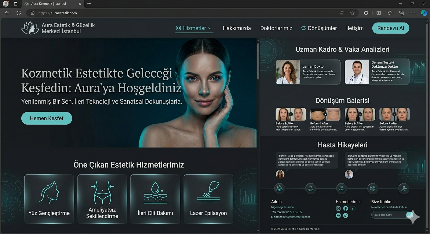 Medikal estetik web sitesi ekran görüntüsü