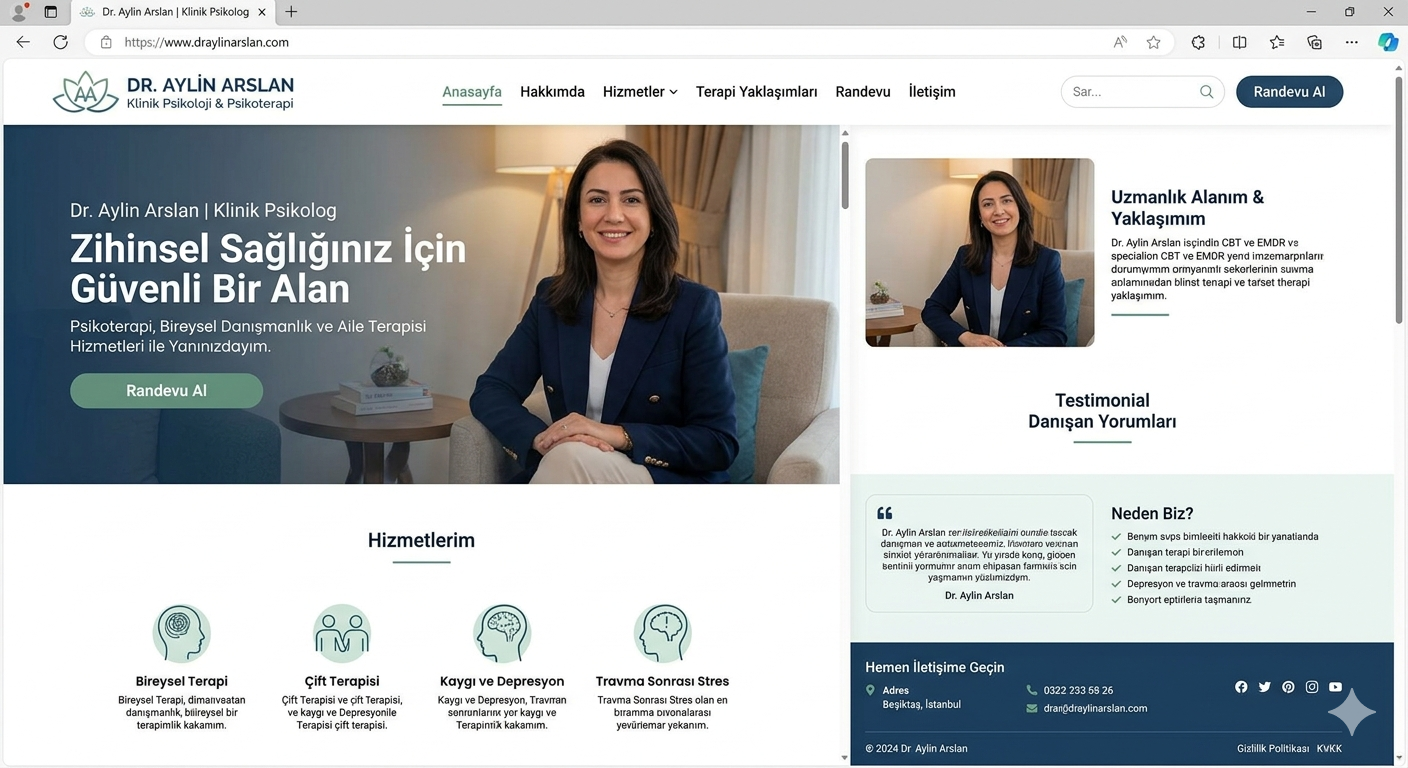 Psikiyatri web sitesi ekran görüntüsü